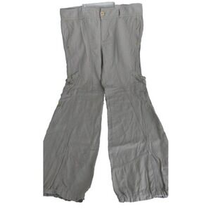 Y2K Armani Exchange Jogger Pants Women's 10 Khaki Linen Bland Cinch Bottom